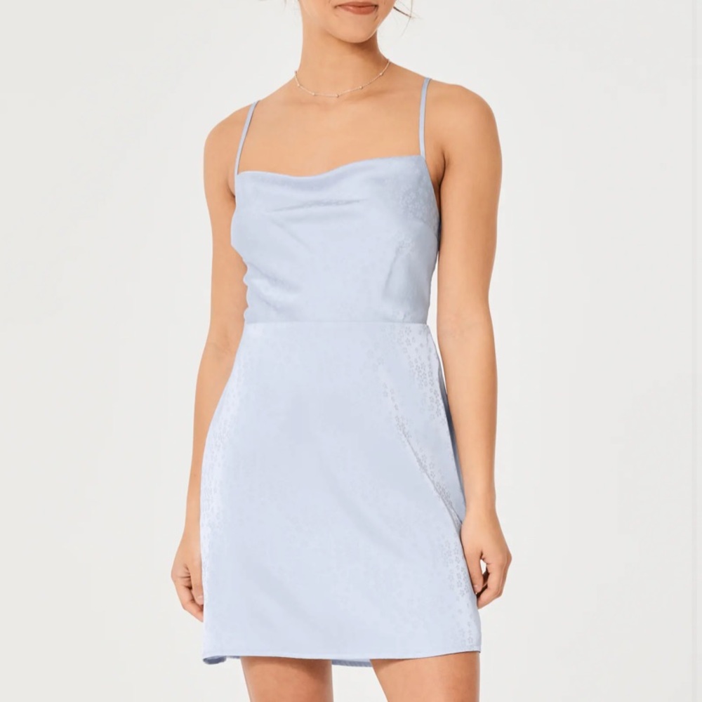 Blue Satin Mini Dress